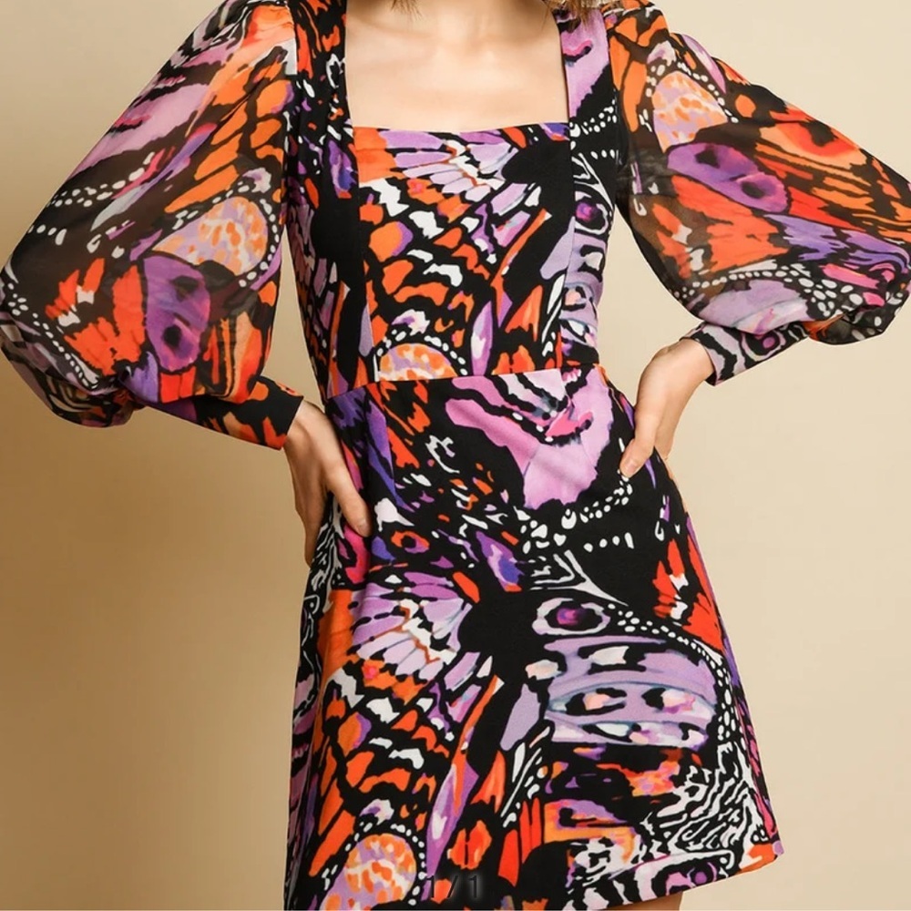 HUTCH DESIGN Elaine Dress - Multi Butterfly Swirls